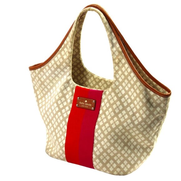 Kate Spade Stevie Classic Cream & Tan Signature Logo Jacquard Hobo Bag - Picture 5 of 13